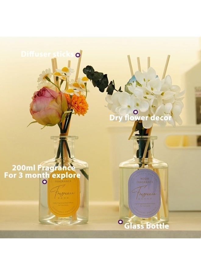 SODANEED Reed Diffuser Set, 200ml Aromatherapy Diffuser with Pretty Dry Flowers Decor, Reed Diffusers Oil, Home & Office Decor Room Car Fragrance, Scented Oil Diffusers Gift Set - Image 2